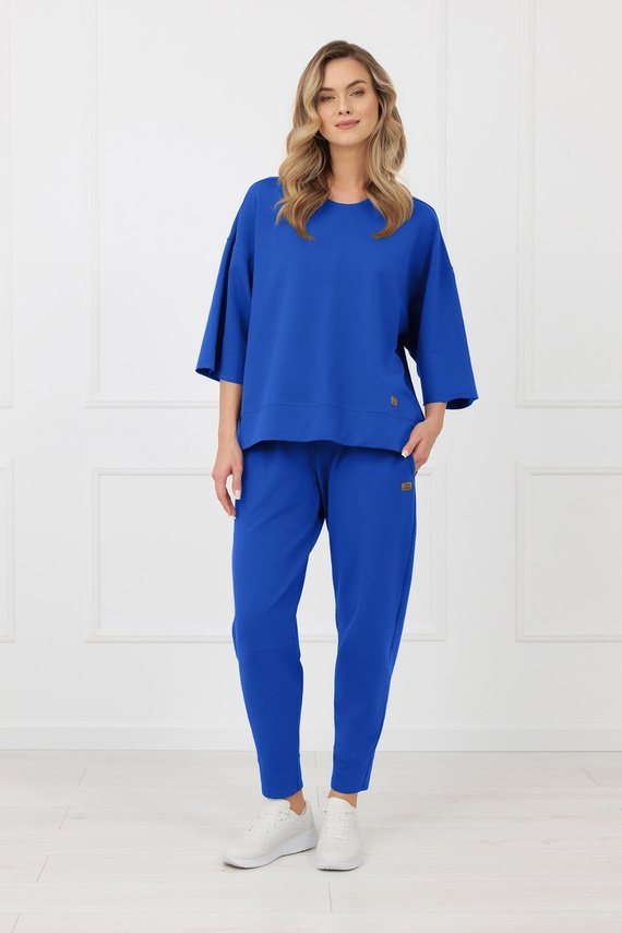 Bluza Kaori Italian Fashion 3/4 ujjú pamut elasztán - kobalt