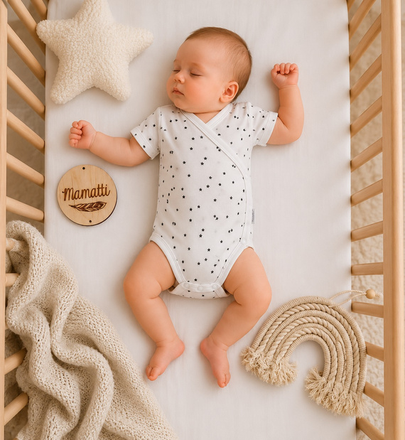 Mamatti BK16225 babatest body, rövid ujjú, csillagmintás