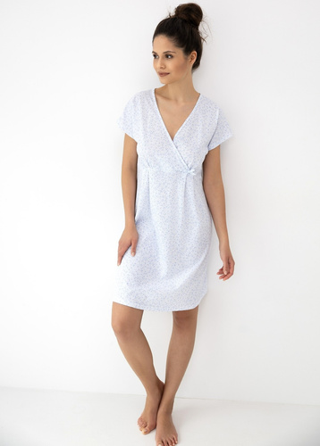 Női hálóing Michaela Sensis - 100% virágos pamut, borítékolt V nyakkivágás, ideális szoptatáshoz, prémium kényelemmel