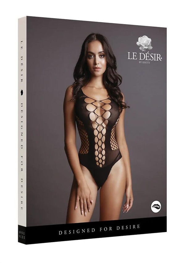 Body DES019 Le Désir fekete body kivágásokkal és dekoltázzsal S-L, XL-4XL