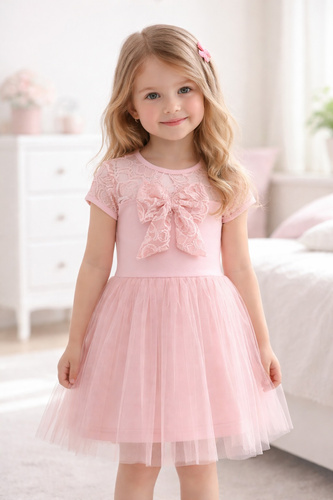 Kislány ruha Emilka Bambarillo csipke tüll elegáns peach