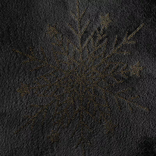 Eurofirany karácsonyi takaró fekete arany hópelyhek - puha mikroszálas ágytakaró, 240 g/m²