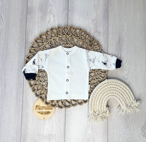 Mamatti KA16010 baba kardigán Hajók – pamut, patentos
