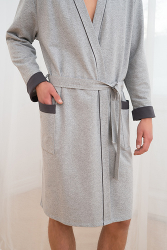 Gabriel Férfi fürdőköpeny zsebekkel Olasz divat - melange/grafit