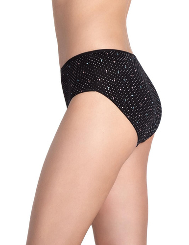 Lama L-122 BI-65 rózsaszín/fekete - klasszikus pamut bikini alsó, 3 darabos csomagolásban