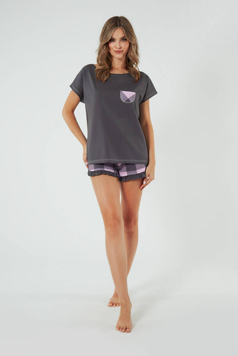 Arete Női rövid ujjú pizsama, rövidnadrág Italian Fashion - grafit/print