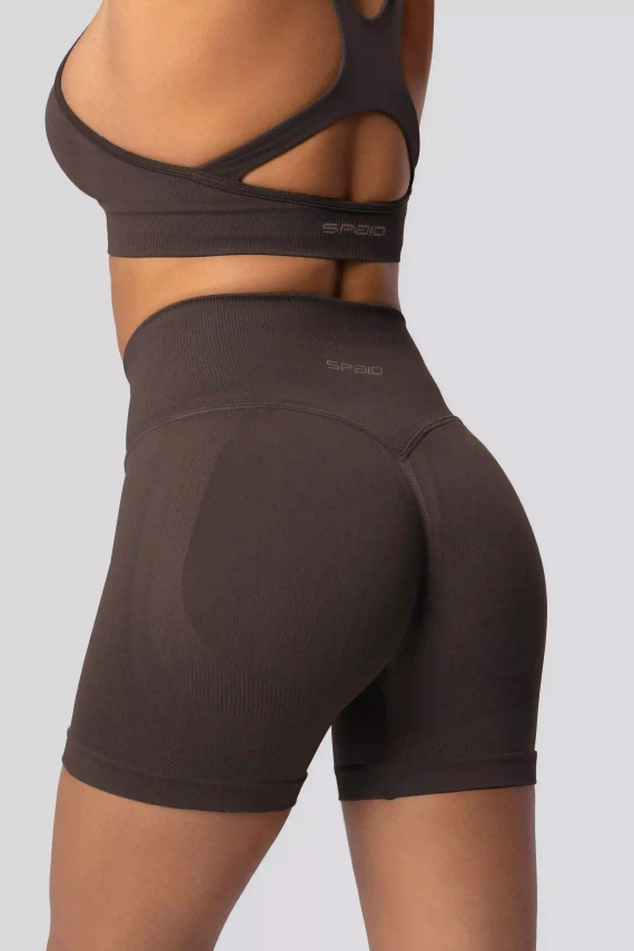 Spaio PUSH-UP PRO alakformáló varrás nélküli női rövidnadrág magas derék chocolate
