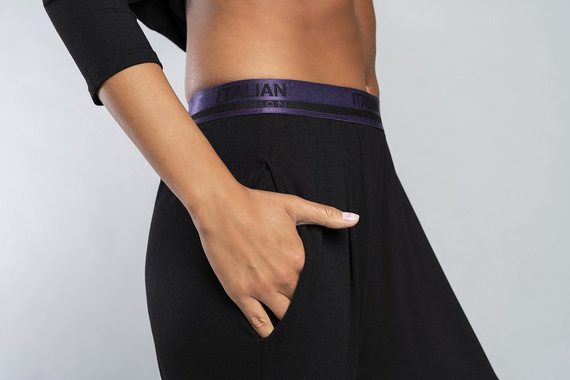 Stílus Női 3/4 ujjú szett, hossza.olasz divatnadrág fekete