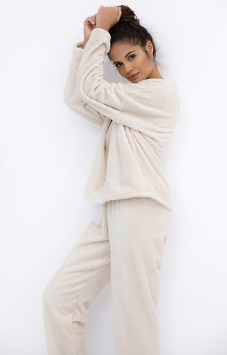 Bridget Homewear Sensis női pizsama - meleg, puha kötés, ekrü színű