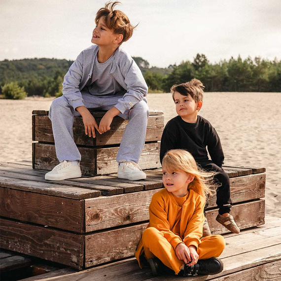 Simply Comfy Gyermek Eevi szürke bomber pulóver - pamut, könnyű, kapucni nélkül