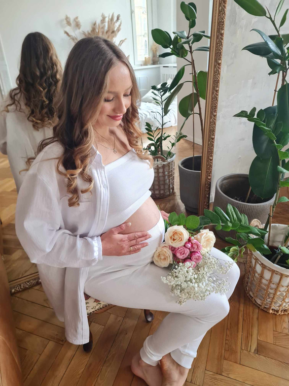 3411C/E Magas derekú, bordázott kismama leggings - kényelem és stílus egyben - ekrü színű