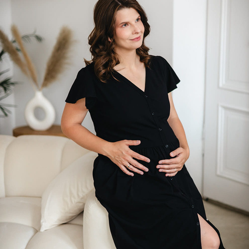 Linda Terhességi kigombolt ing Eevi fekete - szoptatáshoz, rugalmas, légáteresztő, lengyel minőségű