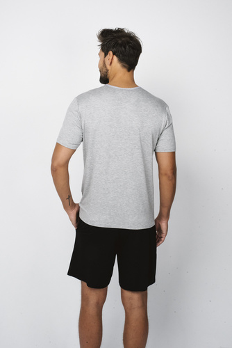 Dallas Férfi rövid ujjú pizsama, rövidnadrág Italian Fashion- melange/fekete