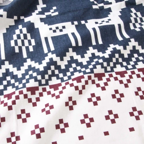 31515/1 Karácsonyi flanel ágynemű Flanelove Darymex gesztenyebarna tengerészkék- készlet 100% pamut, meleg és puha