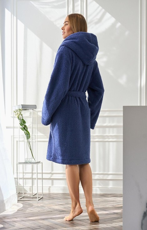2555 Heaven L&L női fürdőköpeny kapucnival, tengerészkék - kényelem és stílus