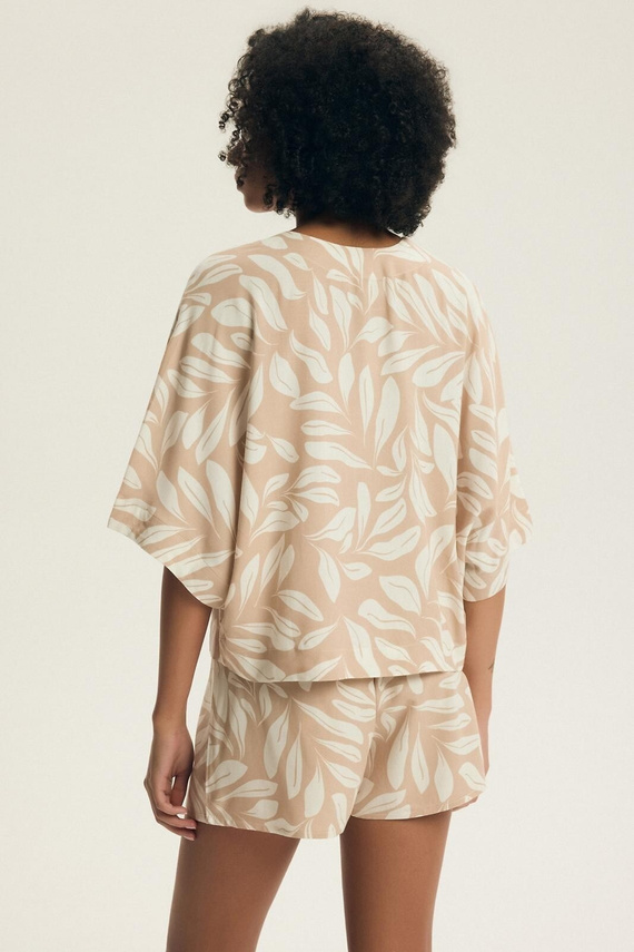 Henderson Dextra női pizsama 43688 barack-vizsó, zip-up, 3/4, virágmintás, 3/4-es, virágmintás