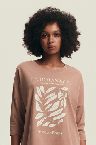 43692 Dextra Női Henderson barack pamut póló, 3/4 ujjú, nyomtatással