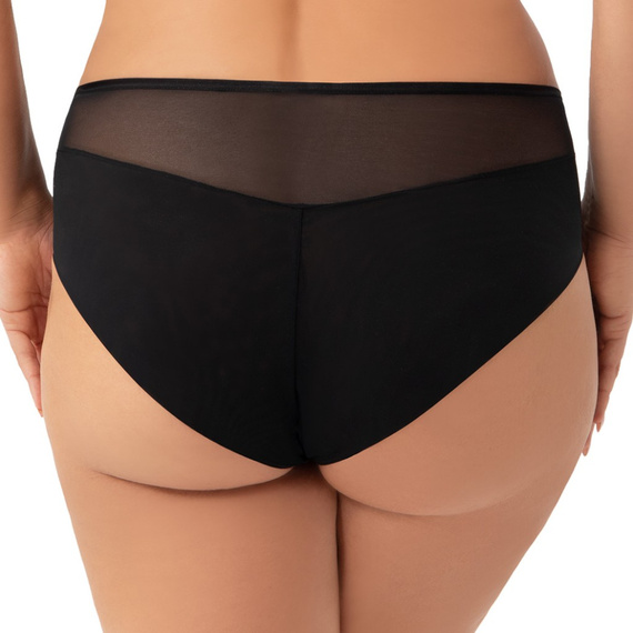 K948 Ottavia Gorsenia bugyi - fekete, magas derekú, tüll, hímzéssel