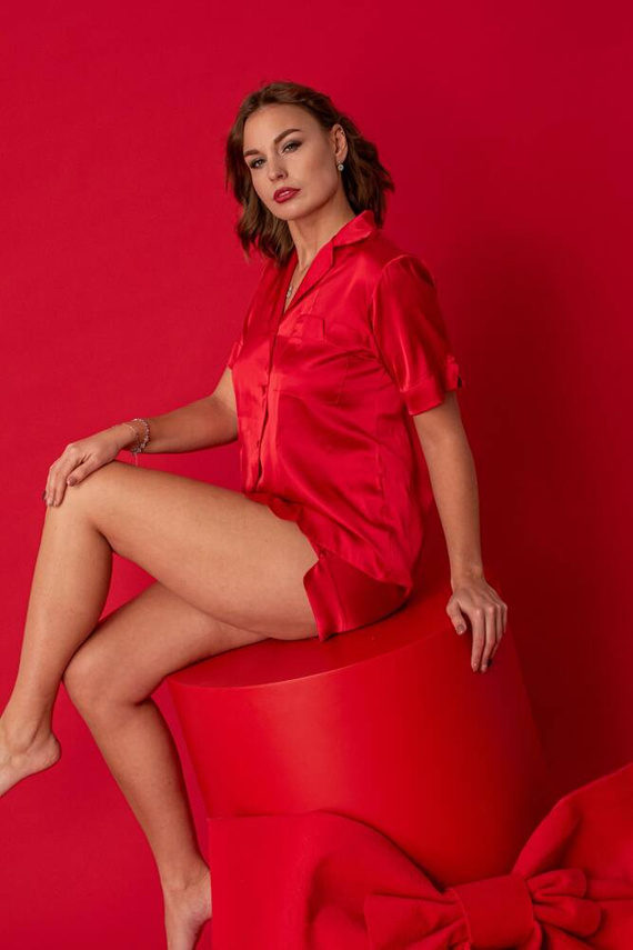 762 Cordelia Női kötött pizsama De Lafense - piros