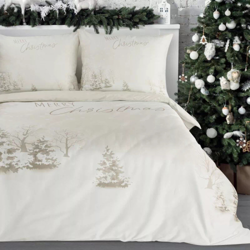 Hópehely karácsonyi ágynemű Eurofirany mikroszálas fehér téli tájképből - puha, könnyű és könnyen ápolható, cipzárral zárható