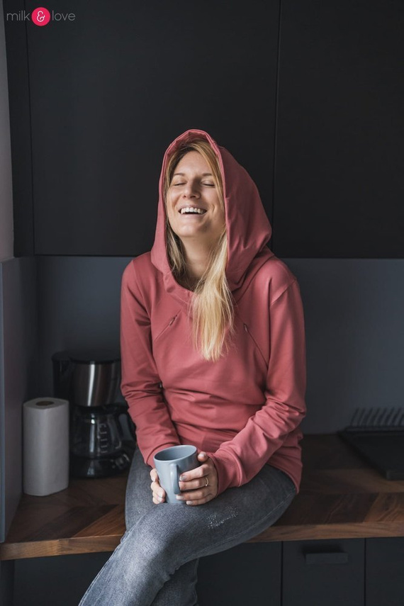 Milk Please bluza do karmienia Milk&Love z kapturem beżowy