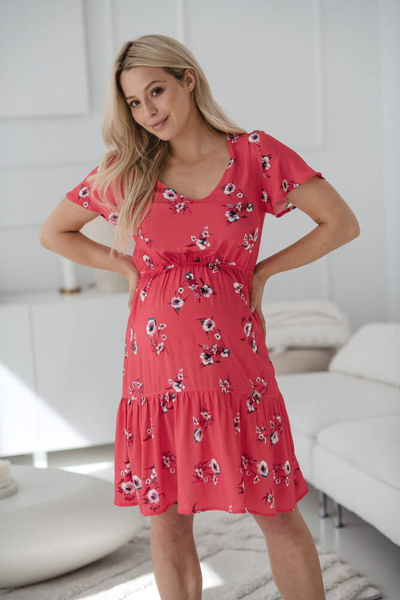 Lovely Dress sukienka ciążowa i do karmienia krótki rękaw Milk&Love koralowy