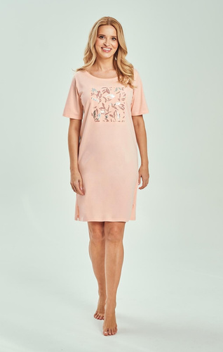 Női hálóing 3554 Valentina Taro barack- 100% pamut, nyomtatás, rövid ujjú, kényelmes és légáteresztő