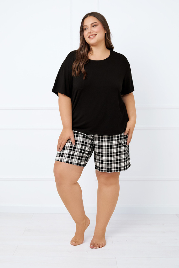 Klara Női rövid ujjú pizsama, rövid nadrág Italian Fashion - fekete/print