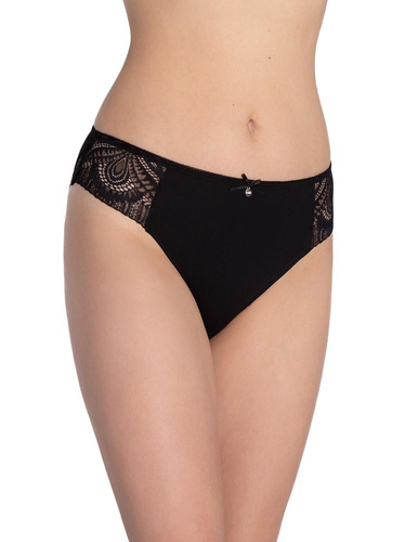 Lama L-1588 BI fekete/bézs pamut csipkés bikini alsó, 2 darabos kiszerelésben