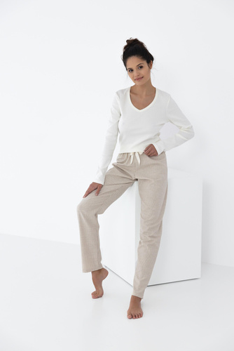 Dinah Női pizsama Sensis Flanel - krém-bézs