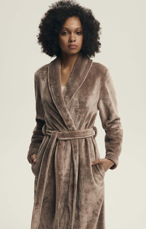 43595 Dextra Női köntös Henderson kávé - puha, kötött, térd fölé nyitható