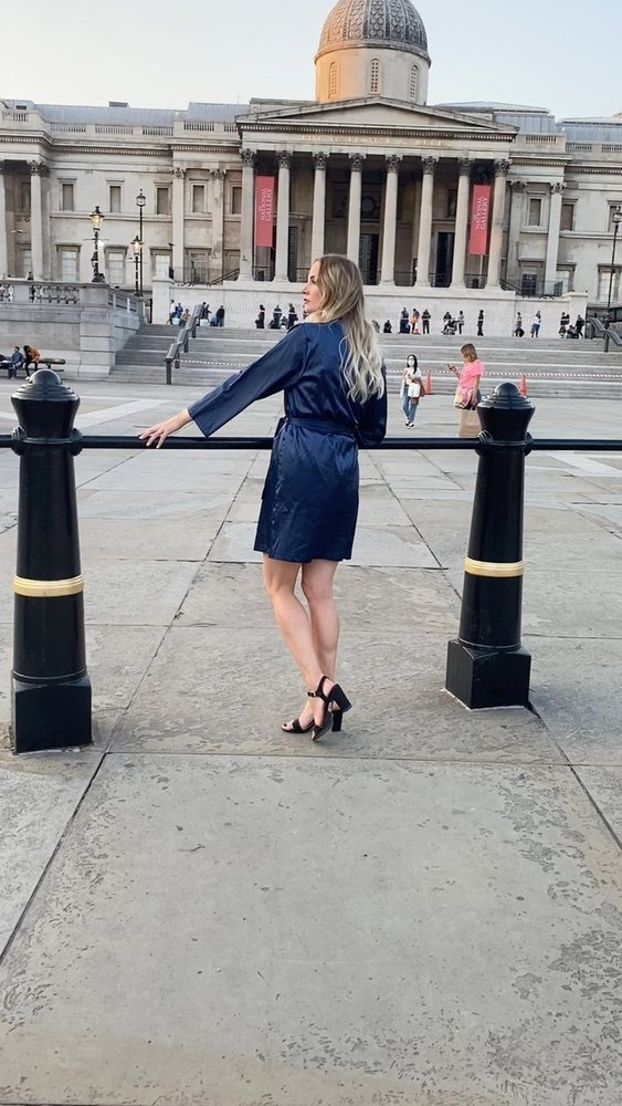 797 Klasszikus női köntös Forex - tengerészkék