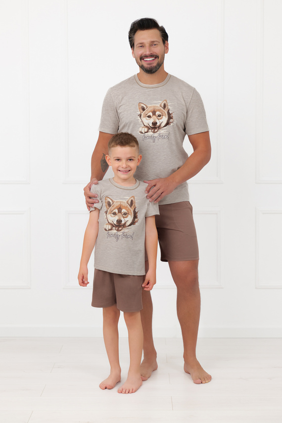 Férfi pizsama Shiba Italian Fashion 100% pamut rövid ujjú rövidnadrág