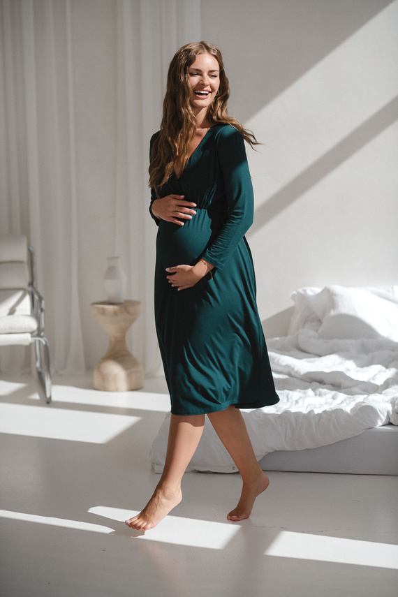 Star Light Terhesség és szoptatás bambusz hálóing 7/8 Milk&Love palack zöld - lélegző, kórházi, kényelmes szoptatáshoz