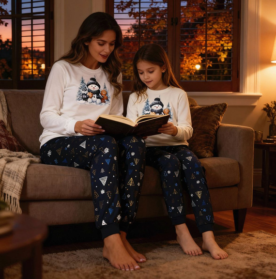 721/427 Snowy Day Női pizsama Cornette ekrü - pamut, hosszú ujjú | Meleg és kényelmes