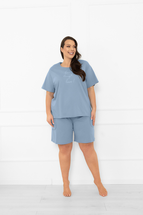 Női pizsama Ksara Italian Fashion - pamut, rövid ujjú és rövidnadrág - acél