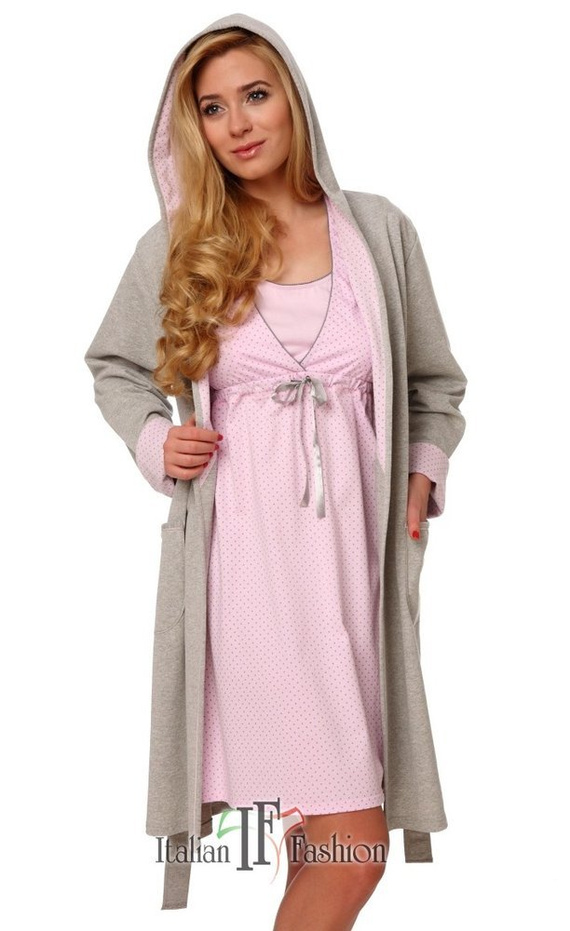 Női komfortos női köntös Italian Fashion- melange/rózsaszín