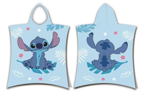Jf24 Lilo and Stitch baba poncsó Kék Disney kapucnis törölköző medencéhez, strandra, fürdőbe Jerry Fabrics