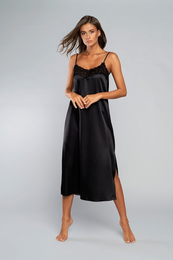 Touch hálóing keskeny pántos, hosszú Italia Fashion - fekete