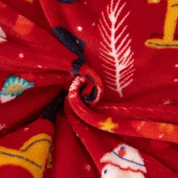 Merry Cozy Christmas piros mackó ágynemű Spod Igły i Nitki- 210gsm plüss mikroszálas plüss