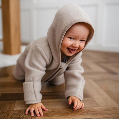 Eevi merinó gyapjú bébi overall - bézs, puha és lélegző