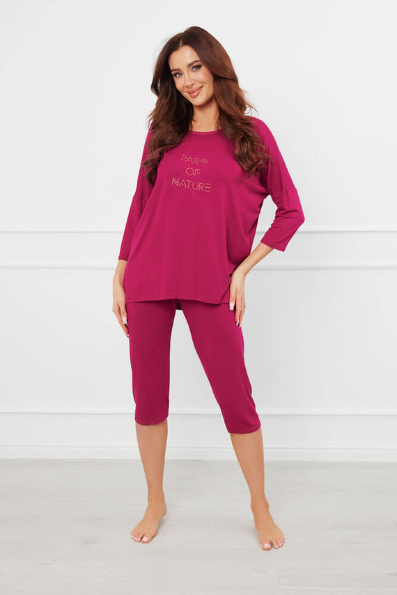 Natura Női 3/4-es pizsama Italian Fashion - bor