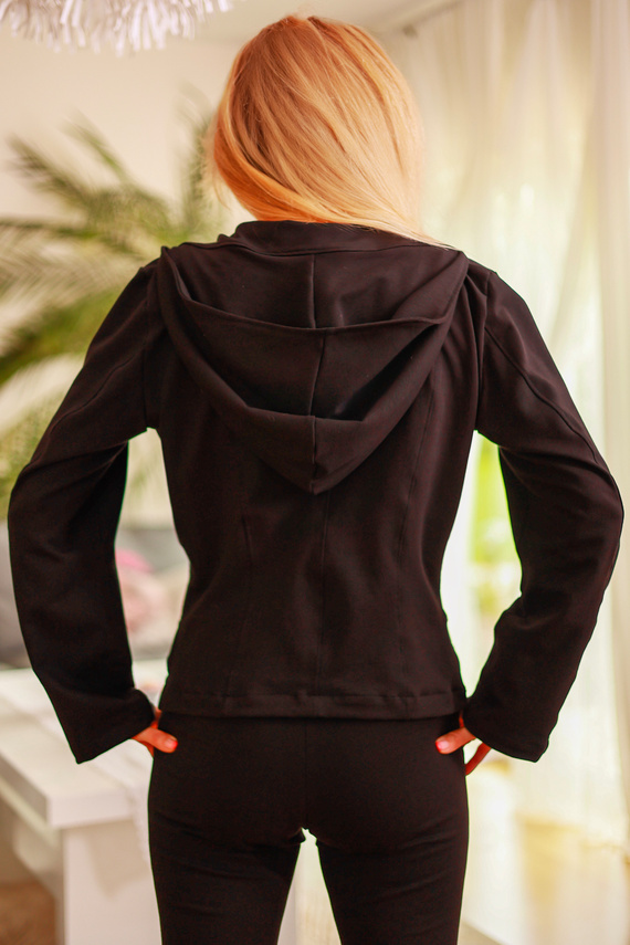 Adela - női kapucnis kabát, 95% pamut 5% elasztán | lengyel márka Mirale - fekete