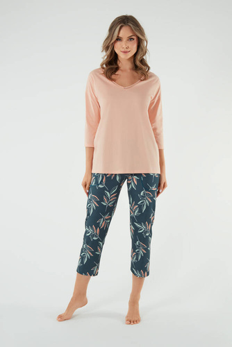 Julietta Női pizsama 3/4 ujjú, 7/8 nadrág olasz divat - lazac/print