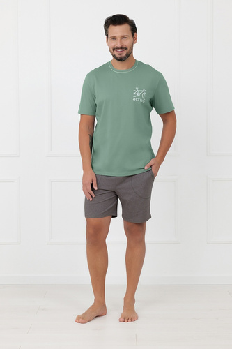 Piżama męska Active Italian Fashion bawełniana krótka rower szałwia