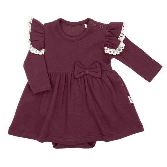 217160 Alisa Nicol ruha-body - bordó, hosszú ujjú, fodros, masnis, hosszú ujjú