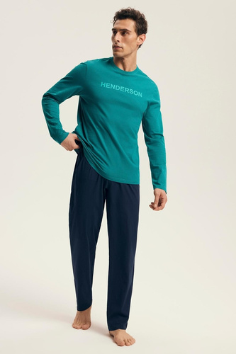 Férfi Core 43490 Vise Henderson zöld pizsama - pamut, hosszú ujjú, okos csomagolásban