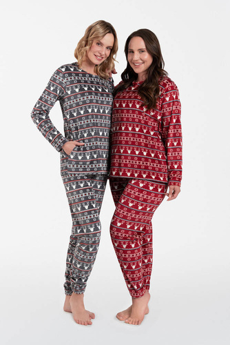Iceland Fleece női szett olasz divat - bordó mintás