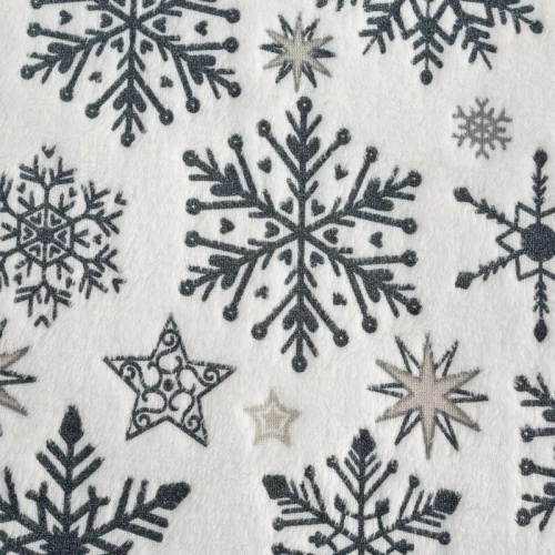 Eurofirany karácsonyi takaró fehér tengerészkék hópelyhek - puha mikroszálas ágytakaró, 240 g/m²