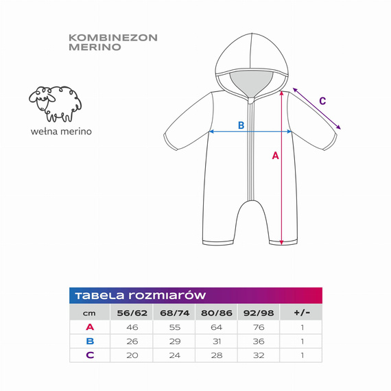 Eevi merinó gyapjú baba overall - sötétkék, puha és légáteresztő